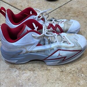 Nike air Jordan White and Red Athletic Sneakers